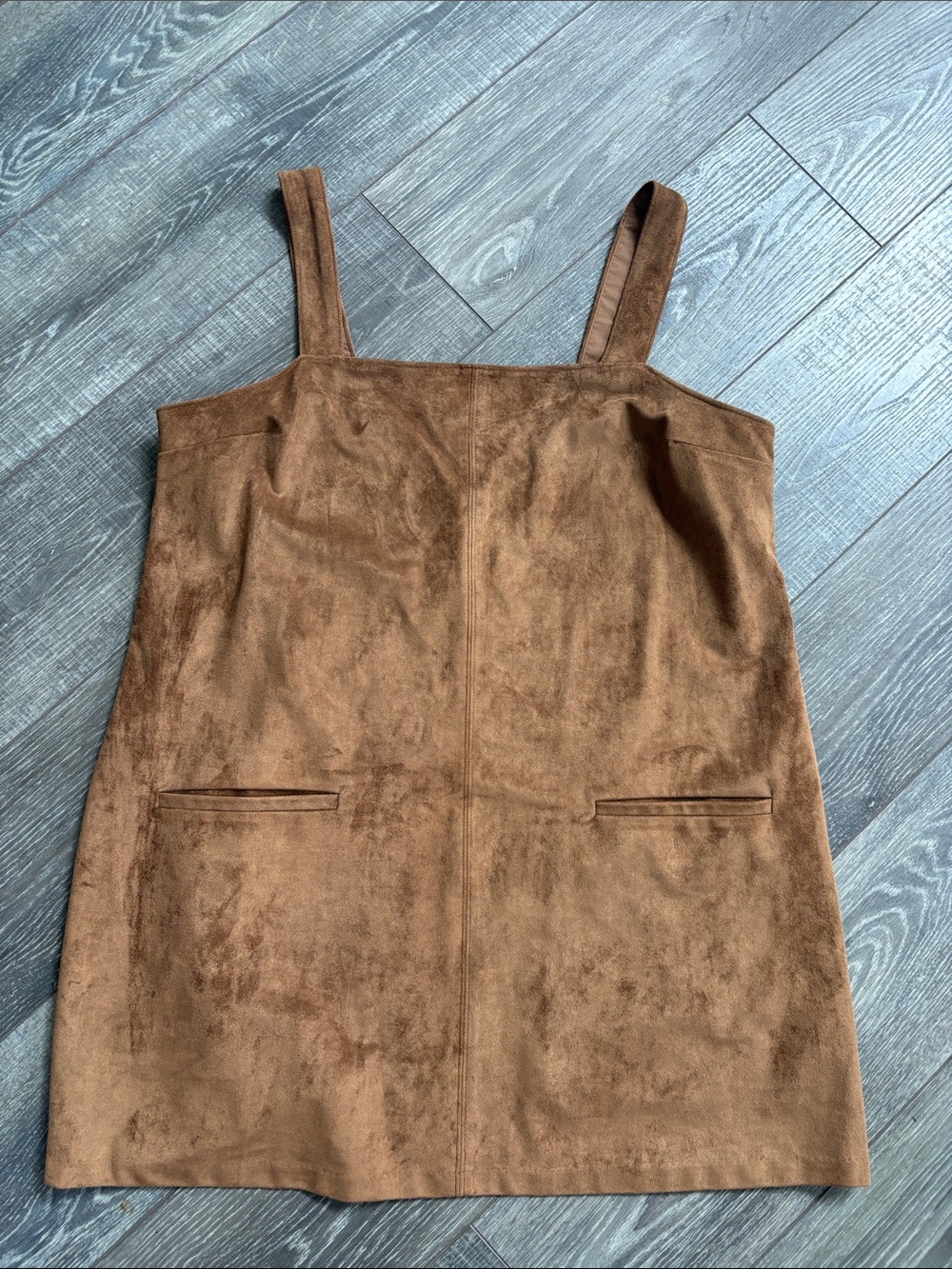 Abercrombie & Fitch Brown Suede-Look Pinafore Dress
